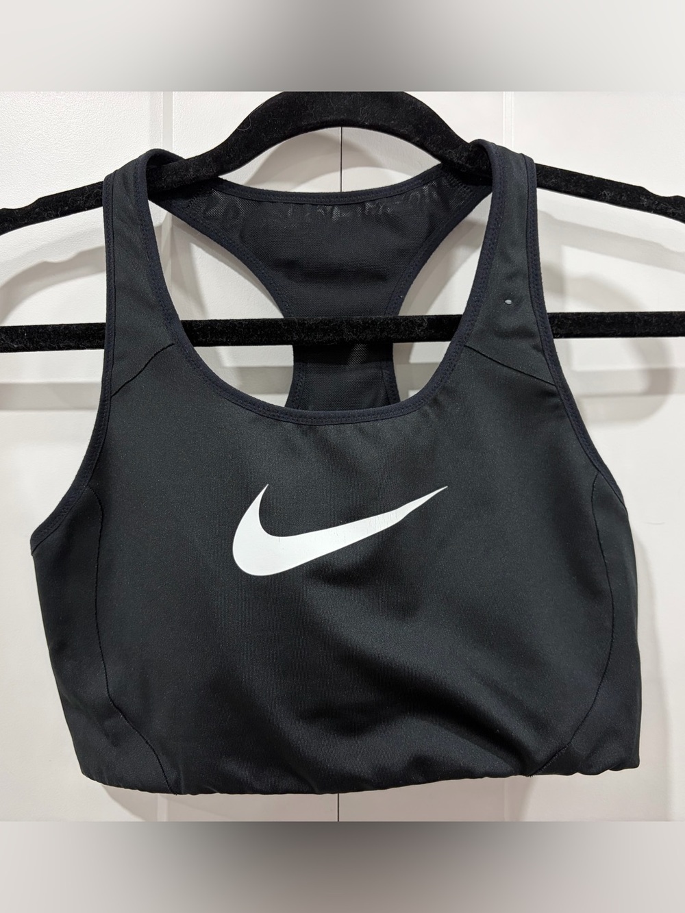 Nike Black Sports Bra with White Swoosh - Racerback Support